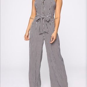 Black and White Striped Jumpsuit